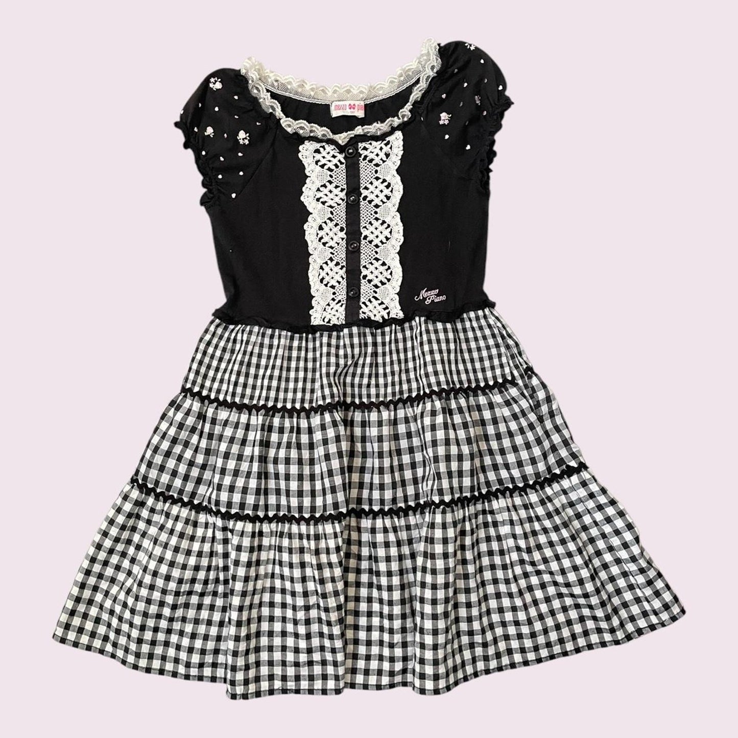 Mezzo Piano kids’ girly black gingham one-piece dress (size 130)0
