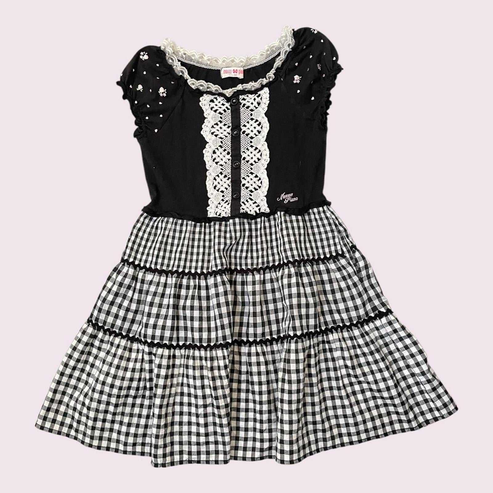 Mezzo Piano kids’ girly black gingham one-piece dress (size 130)0