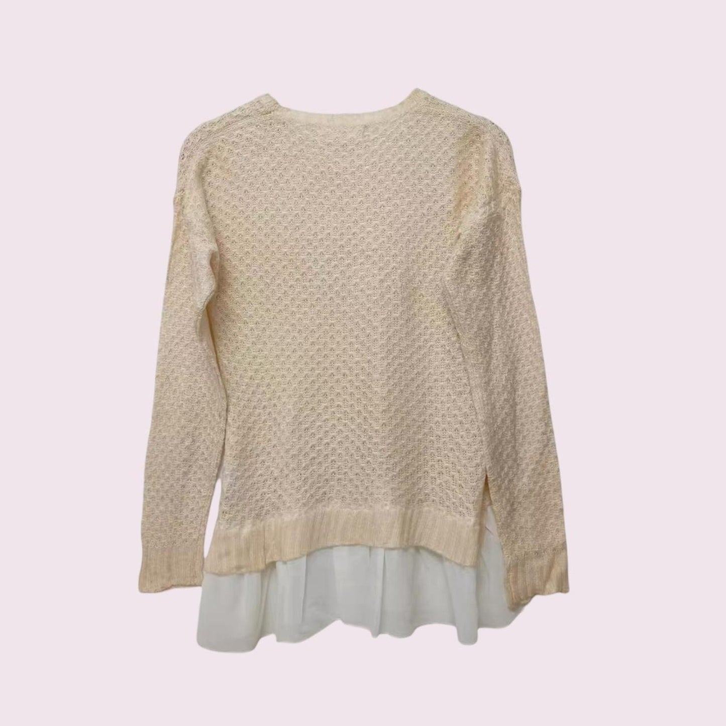 Cream and pink sweater Japanese Vintage, with floral details1