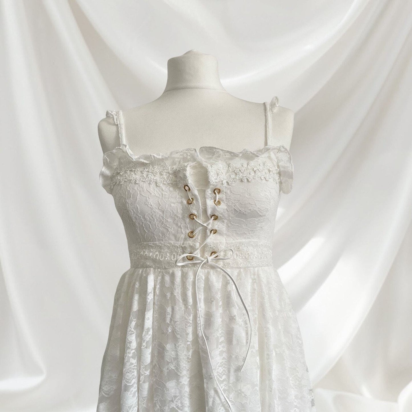 White lace summer mini dress JSK Jfashion kawaii light-lolita style XS/S1