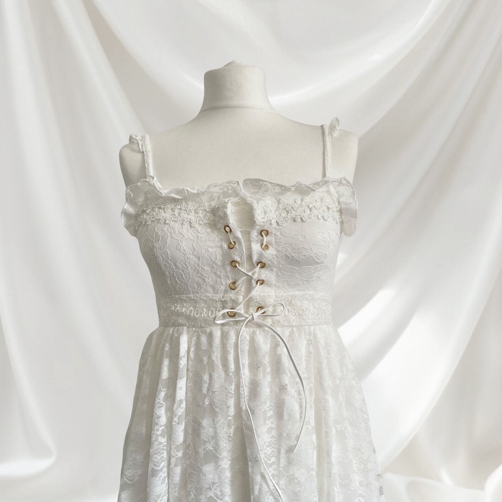 White lace summer mini dress JSK Jfashion kawaii light-lolita style XS/S1