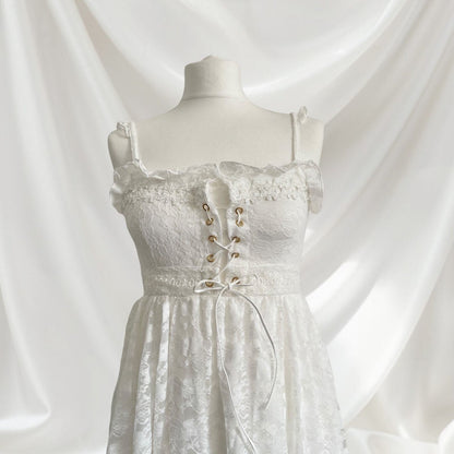 White lace summer mini dress JSK Jfashion kawaii light-lolita style XS/S1