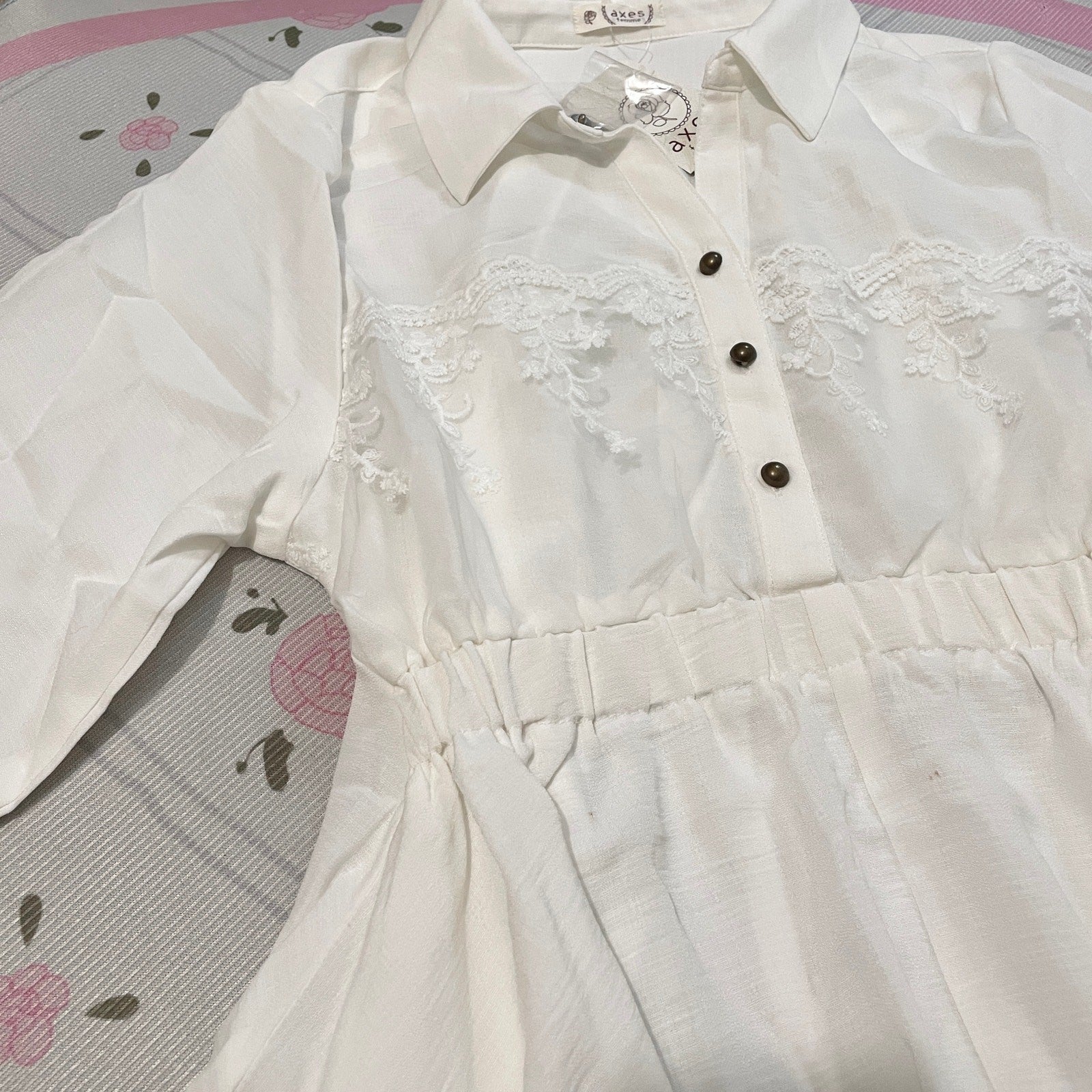 Axes Femme shirt dress ivory lace-detail – sweet romantic jfashion2