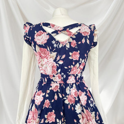 Liz Lisa navy floral ruffled long sleeve dress 2