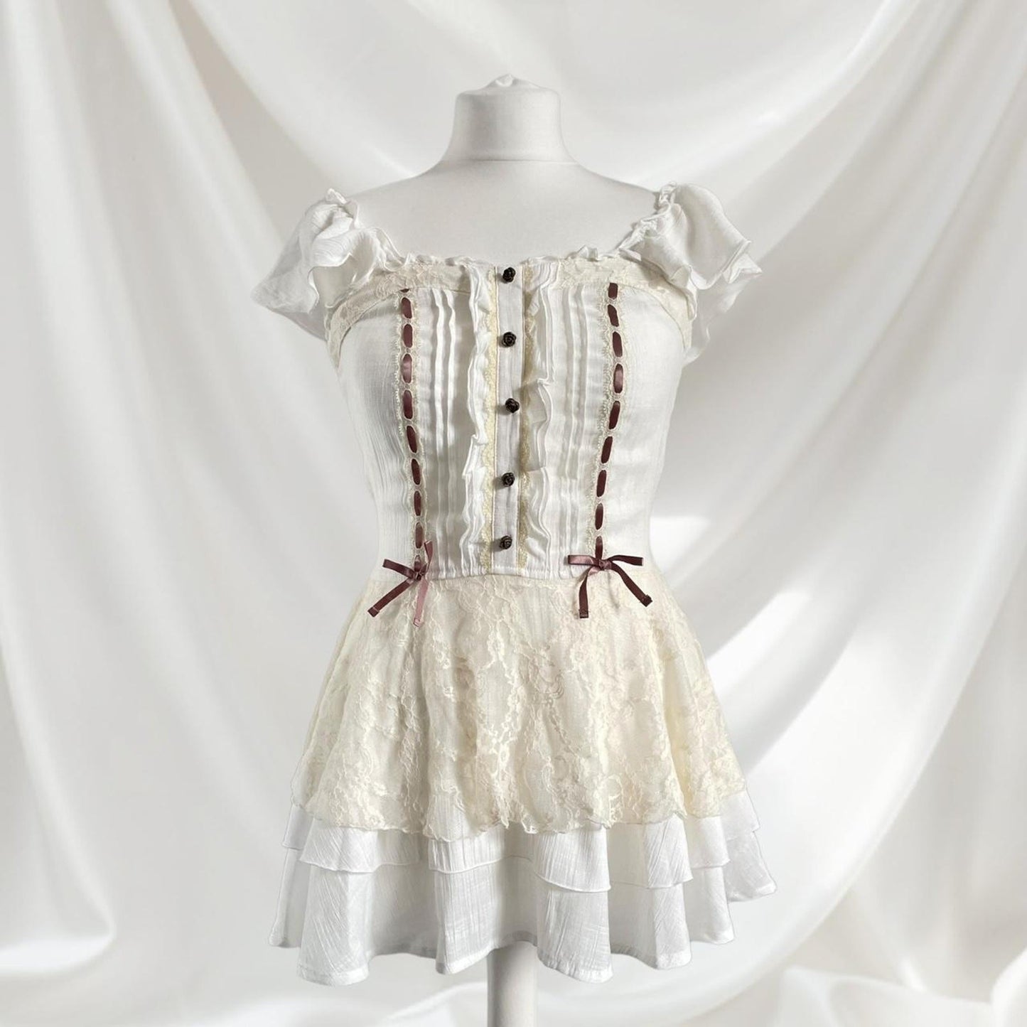 Axes Femme rare milkmaid mini dress with laceup and tieback detailing Japanese1