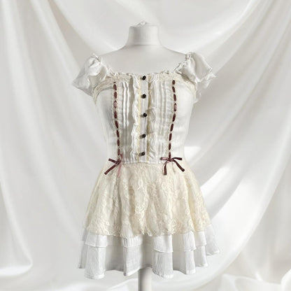 Axes Femme rare milkmaid mini dress with laceup and tieback detailing Japanese1