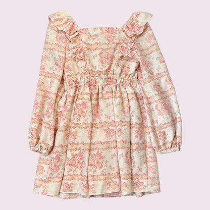 Liz Lisa pink floral longsleeve dress with ruffled bodice1