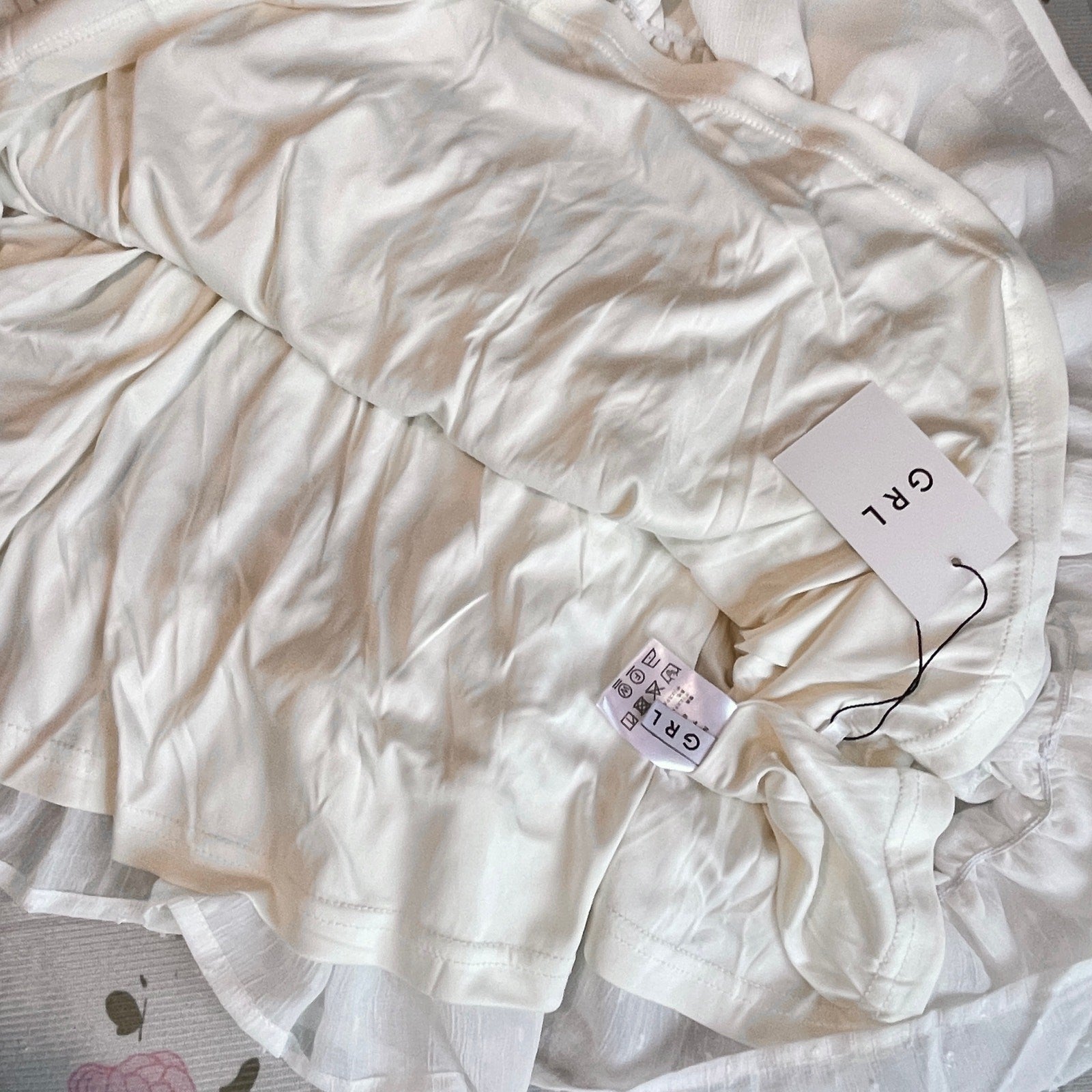 GRL White Shirred Ruffle Mini Dress Dolly J-Fashion Tiered Babydoll4