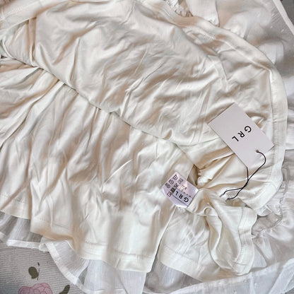 GRL White Shirred Ruffle Mini Dress Dolly J-Fashion Tiered Babydoll4