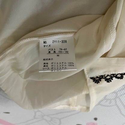 y2k Japanese ruffle blouse – sheer ivory shirt with contrast cuffs4