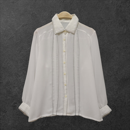 Japanese vintage sheer white blouse0
