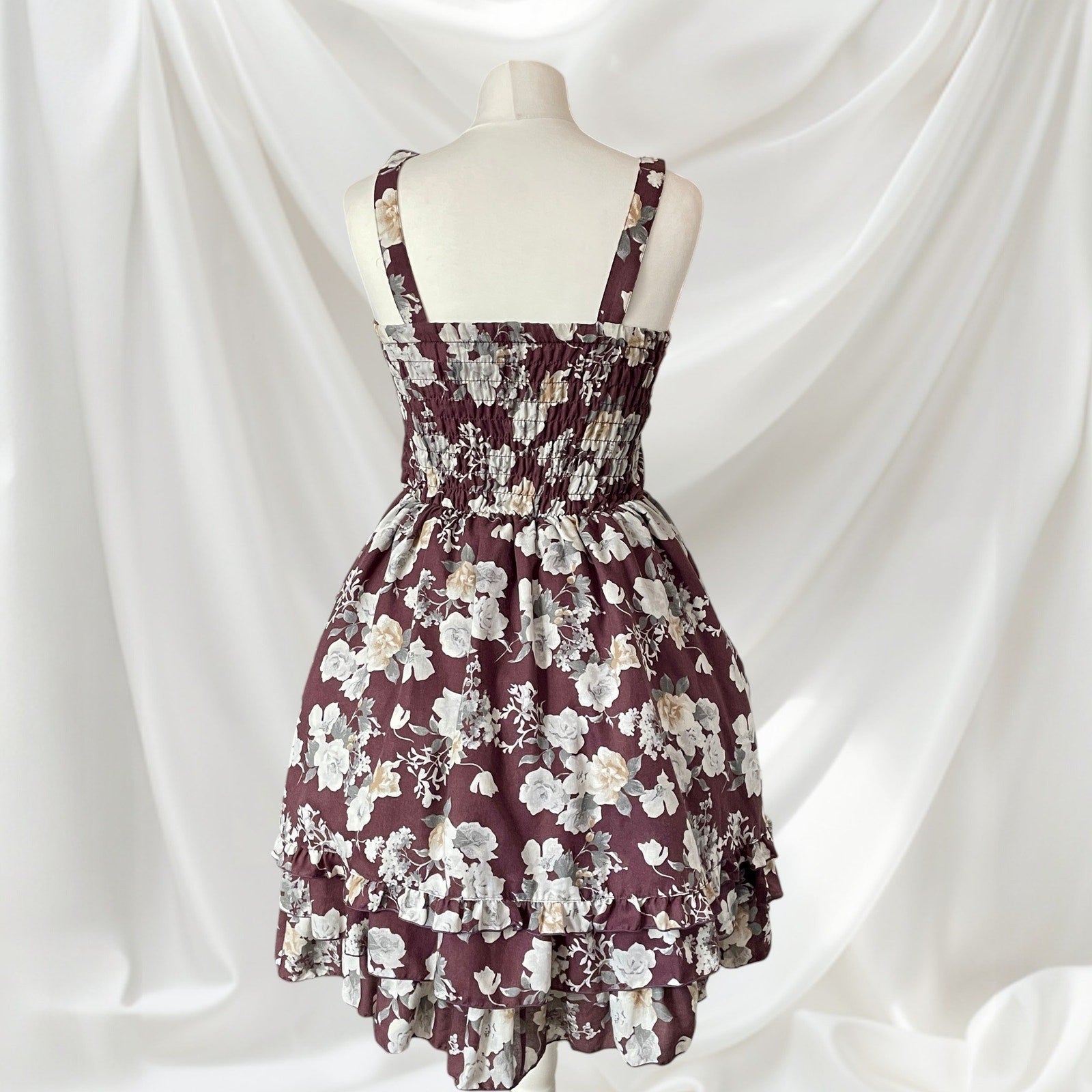 Axes Femme Floral Dress Lace-Up Tiered High-Low Hem1