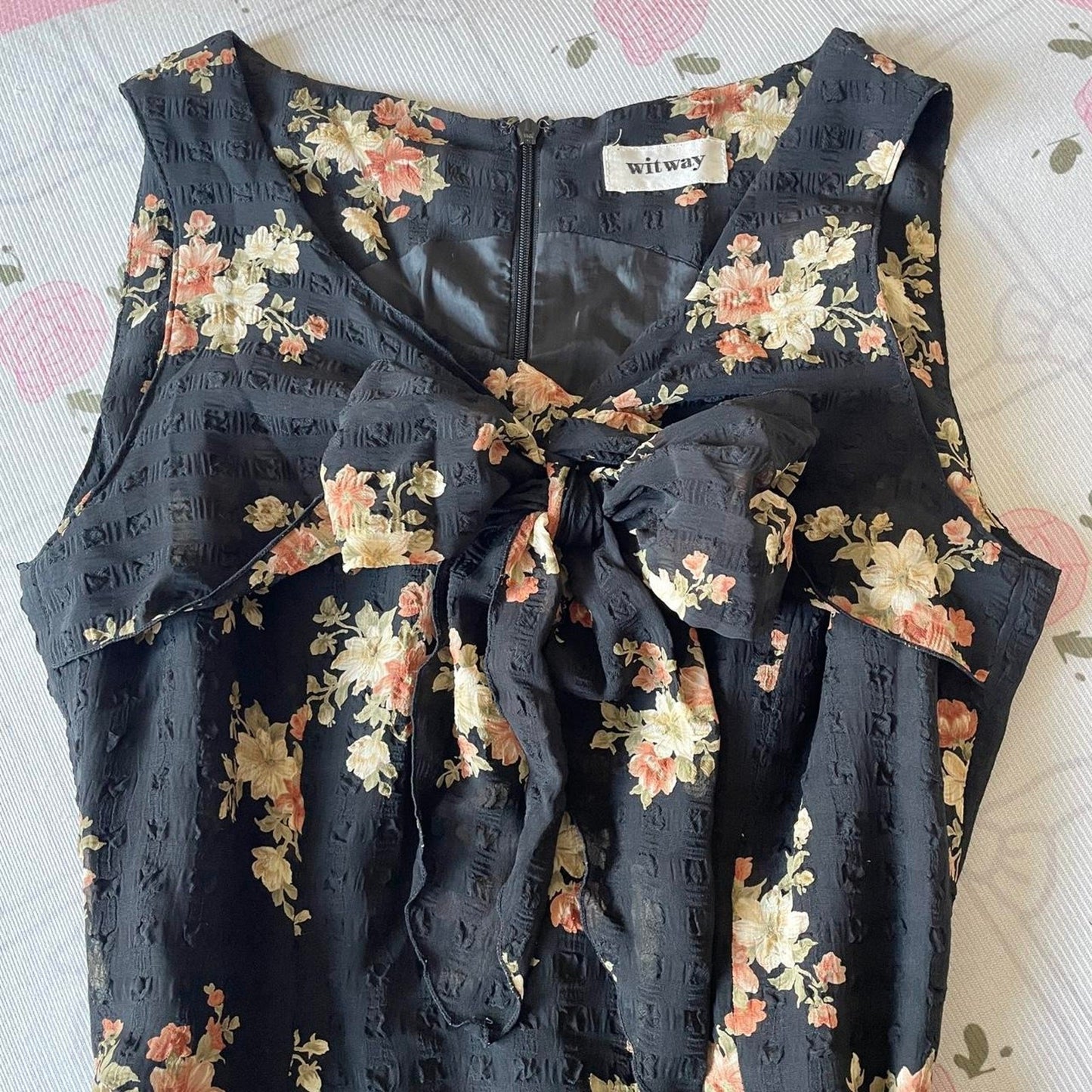 Floral black sleeveless dress – Japan vintage2