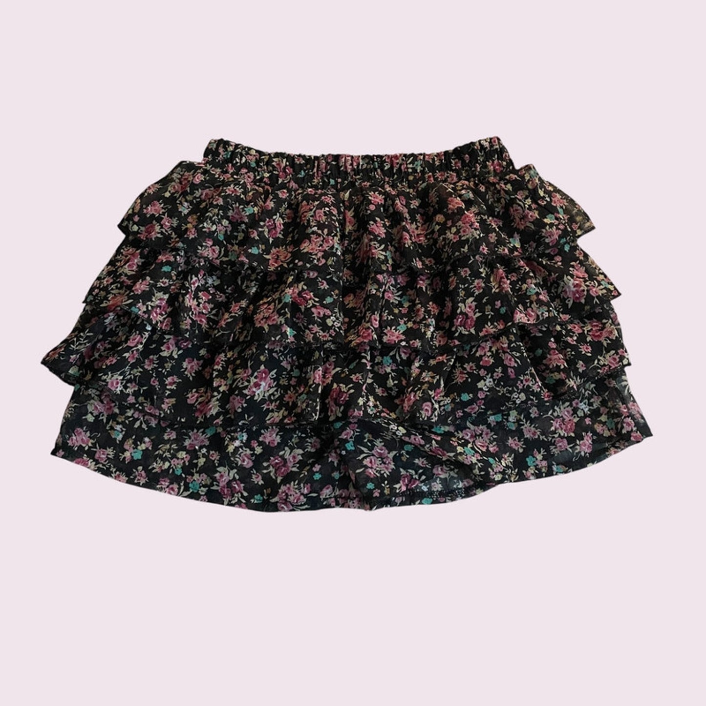 Japanese Vintage Floral Ruffle Skirt & Velvet Camisole Set Y2K Style2