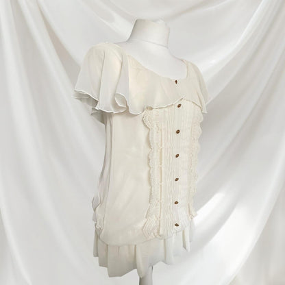 Liz Lisa tunic top / mini dress with delicate lace & ruffled back 2