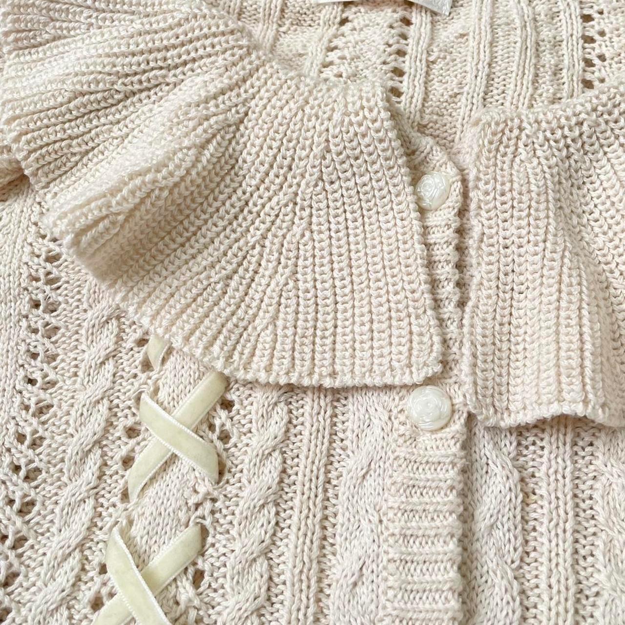 Liz Lisa ruffled collar knit cardigan with lace-up ribbon details2