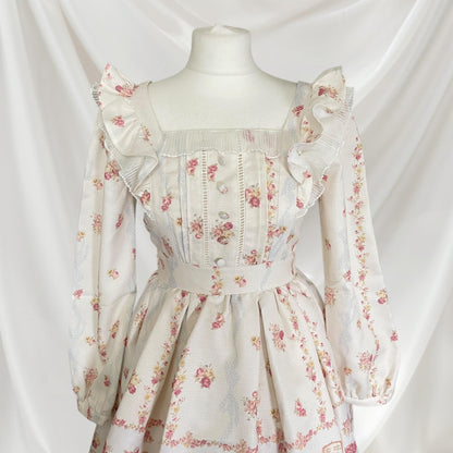 Vintage-inspired floral Lolita dress with bow back - Liz Lisa romantic aesthetic2