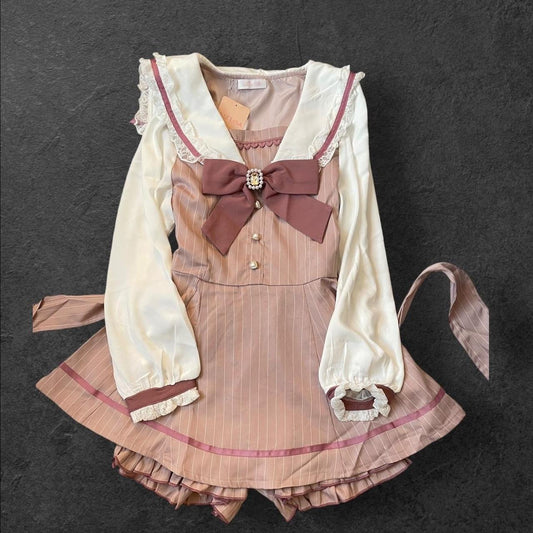 Liz Lisa pink Jirai Kei style two-piece set with a detachable bow tags removed0