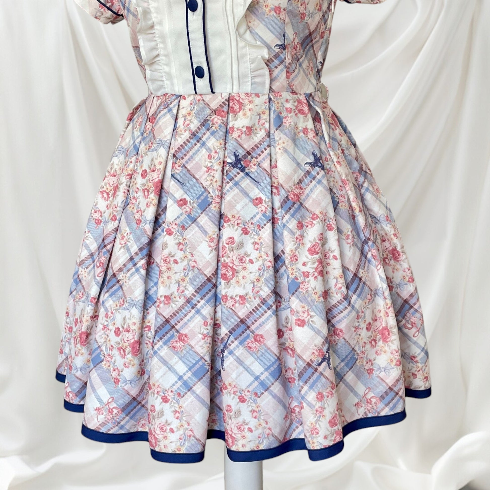 Liz Lisa romantic floral plaid short-sleeve dress3