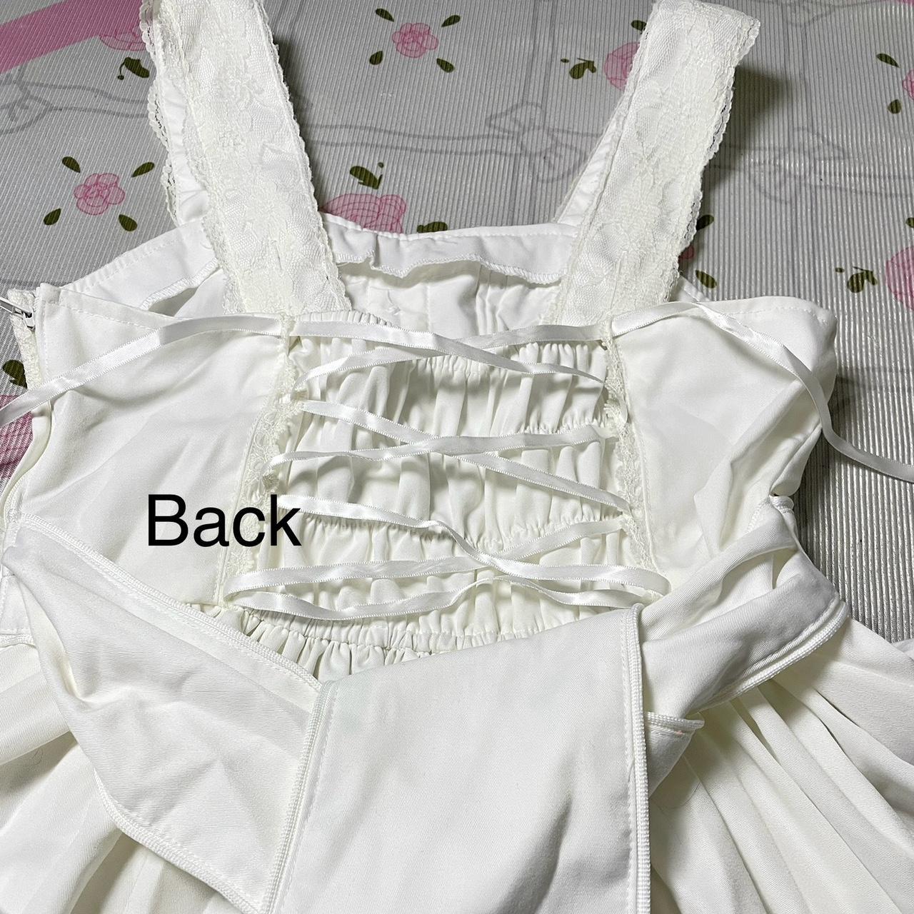 Bodyline white  lace dress with cross-tie back and full skirt – lolita JSK XS4
