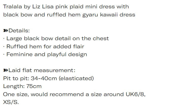 Tralala by Liz Lisa pink plaid mini dress with black bow gyaru kawaii 6