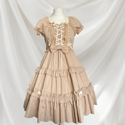 Japanese brand Bodyline lolita ruffle dress with lace, bow and cross-tie detail 4