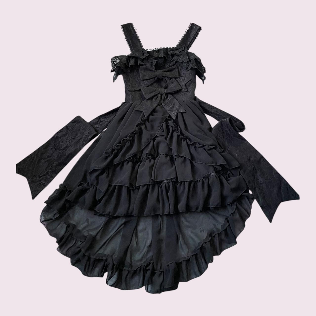 Atelier Pierrot black gothic lolita dress – detachable bows, layered ruffles2