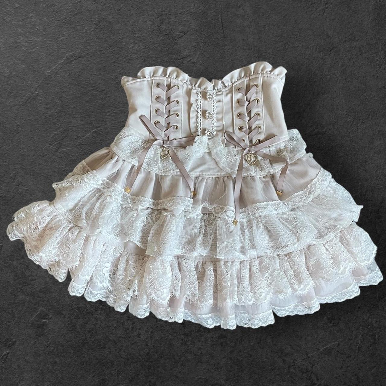 Liz Lisa lace-up corset skirt – dreamy himekaji style with shorts underneath4