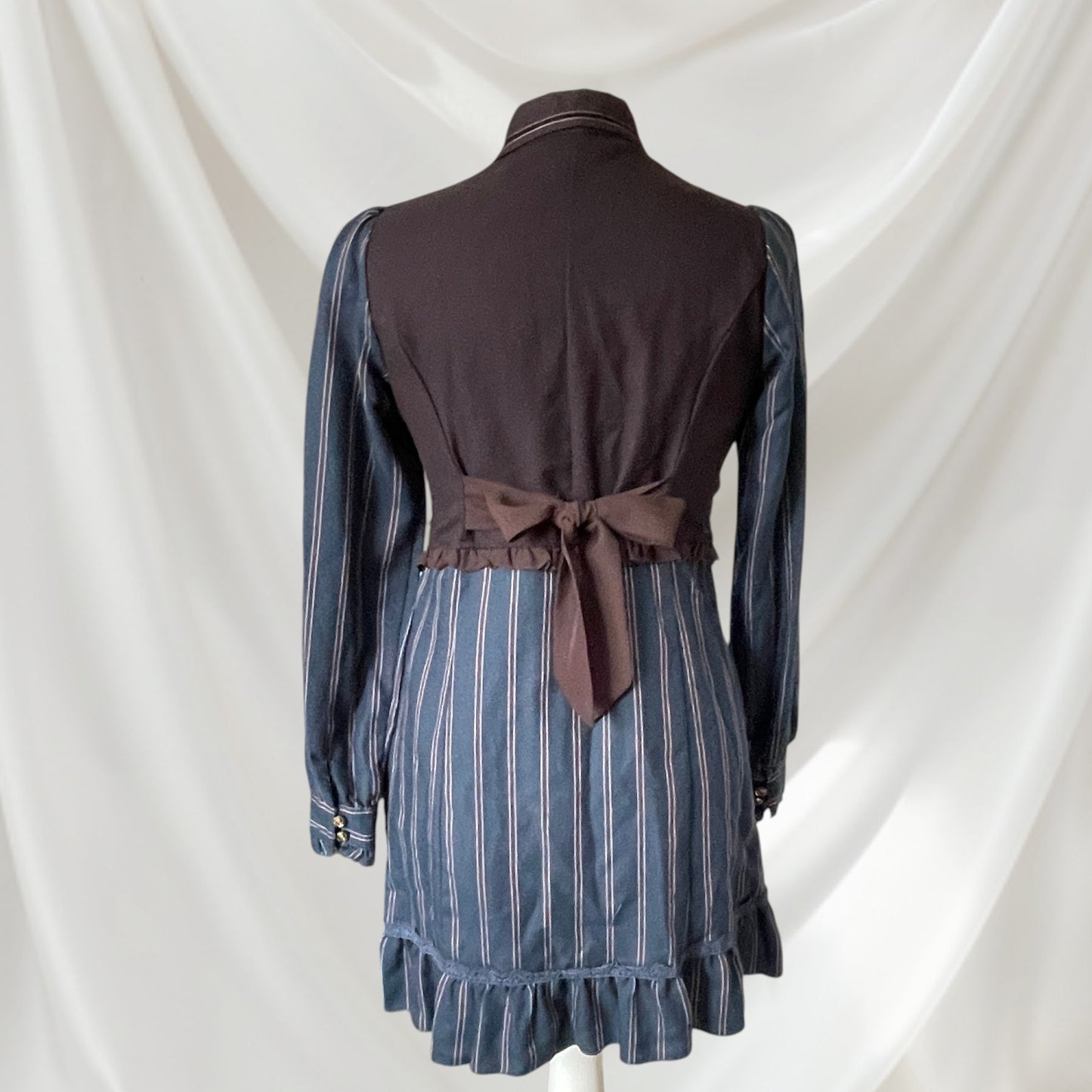 Axes Femme layered look dress striped ruffle dress dark academia gothic1