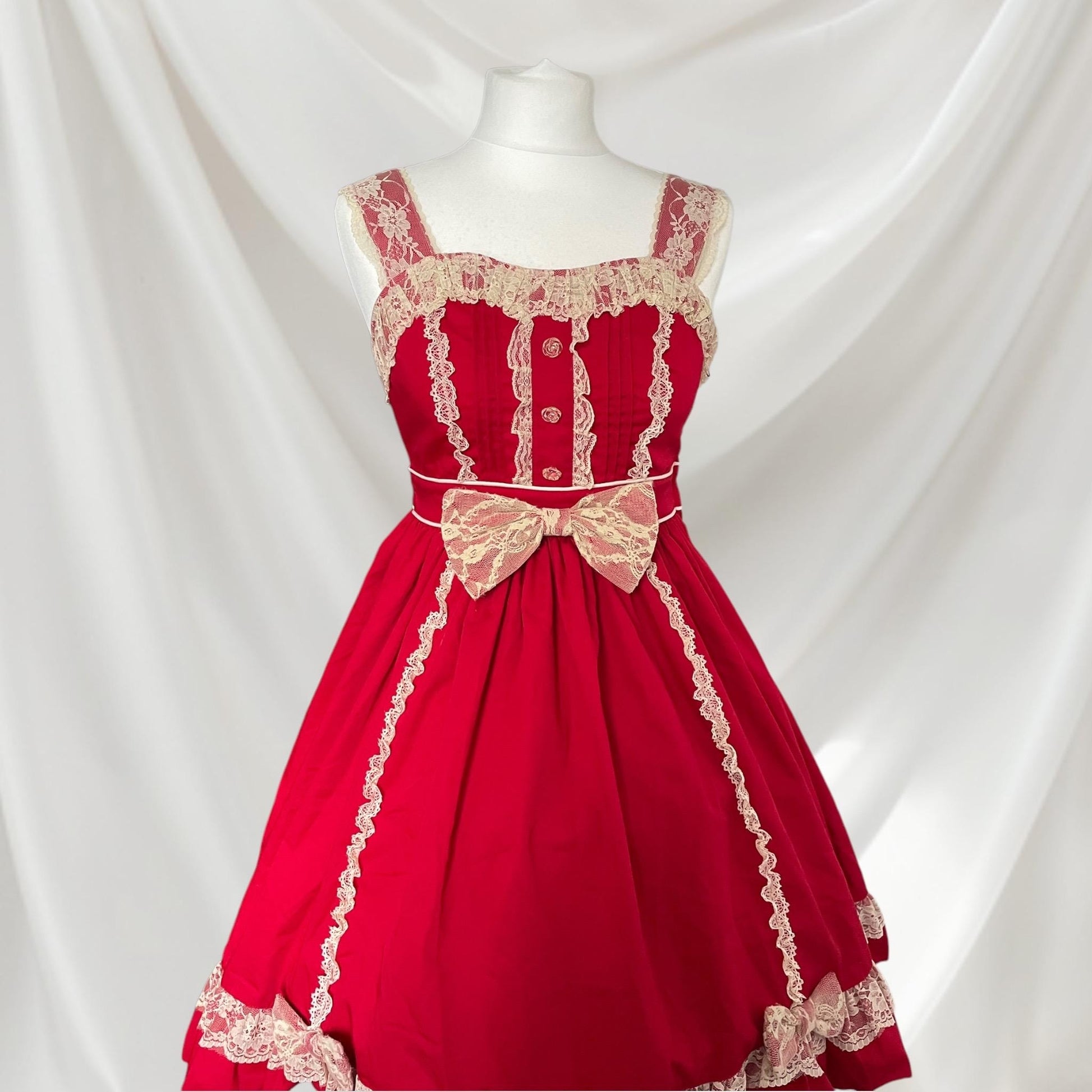 Bodyline red lace lolita dress – classic sweet lolita jsk with bows  jp size M3