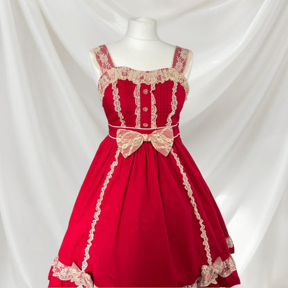 Bodyline red lace lolita dress – classic sweet lolita jsk with bows  jp size M3
