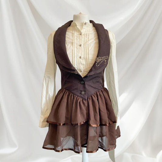 Axes femme dark brown waistcoat with skirt/ one-piece dress0