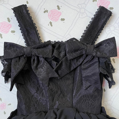 Atelier Pierrot black gothic lolita dress – detachable bows, layered ruffles4