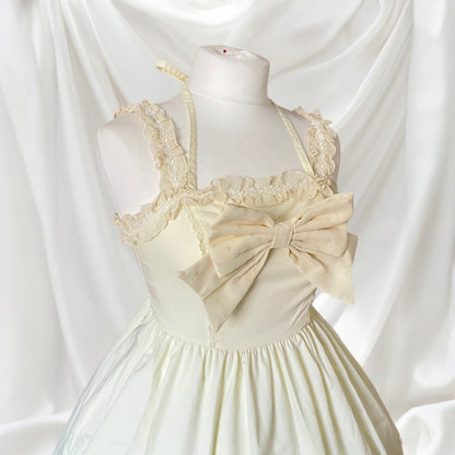 Bodyline sweet lolita cream dress with oversized bow embellishments 4