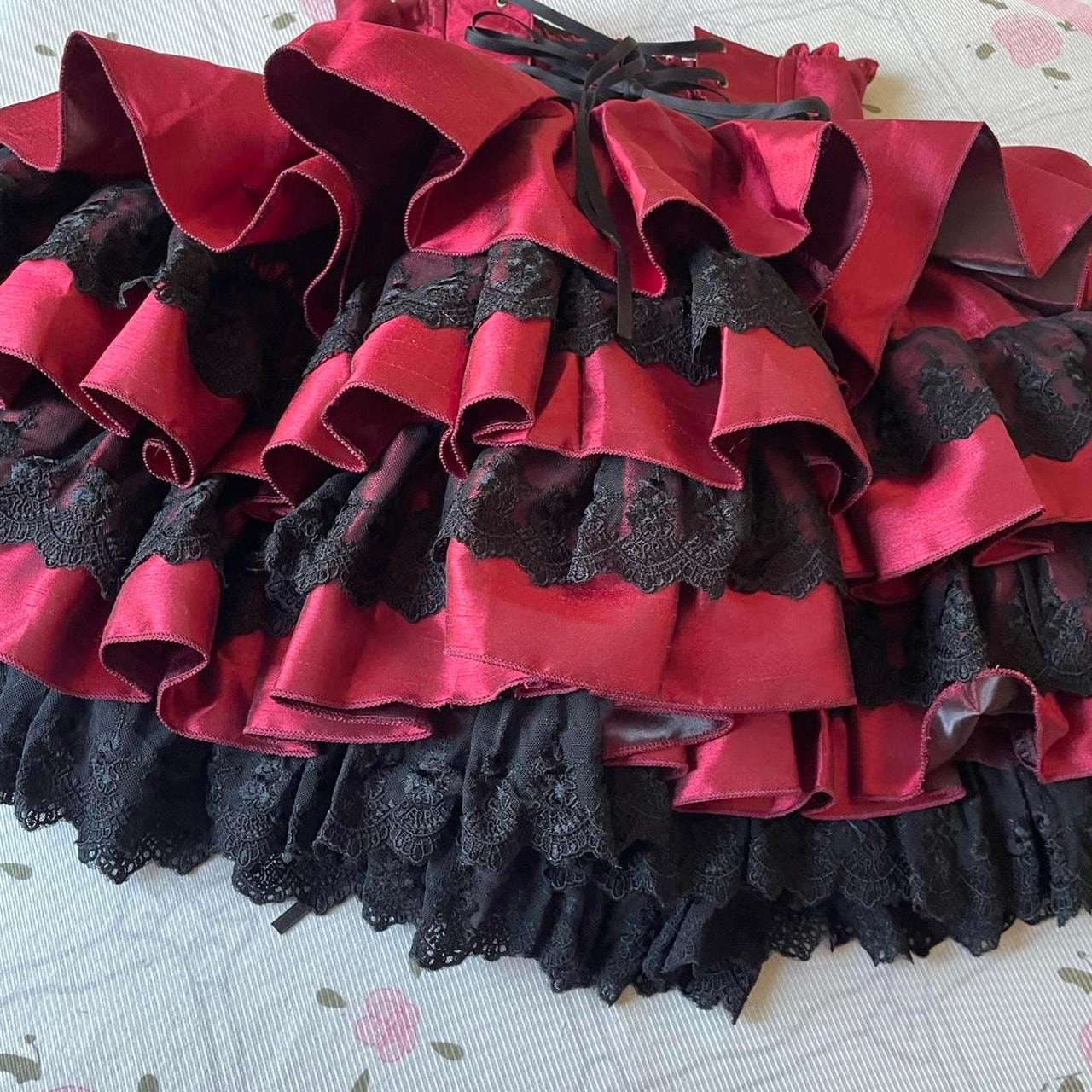 Atelier Pierrot Gothic Red & Black Tiered High Corset Mini Skirt Free size4