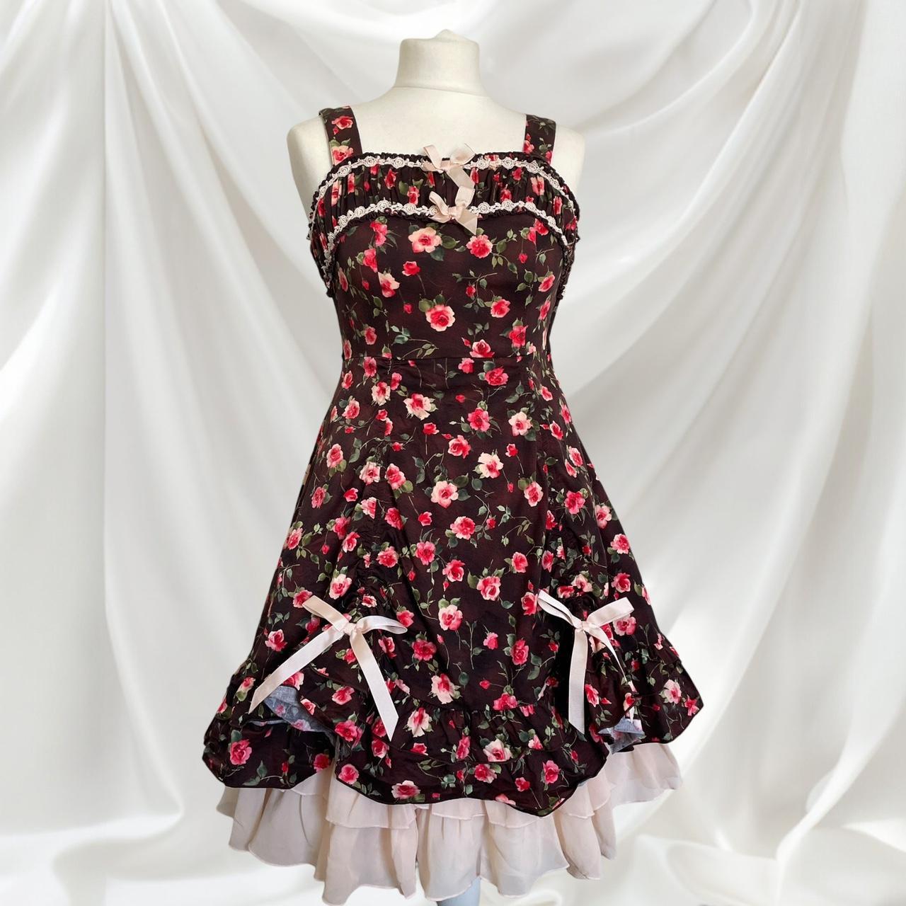 Japanese brand Bodyline Lolita floral dress with lace-up detail0