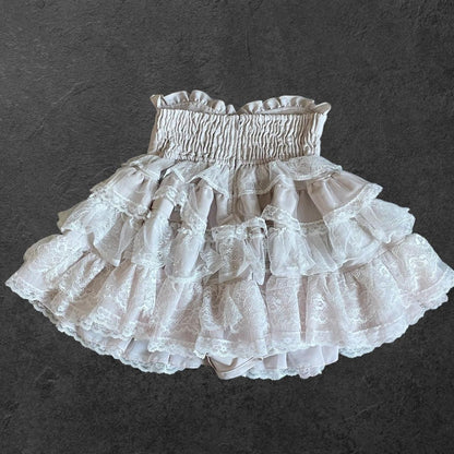 Liz Lisa lace-up corset skirt – dreamy himekaji style with shorts underneath5