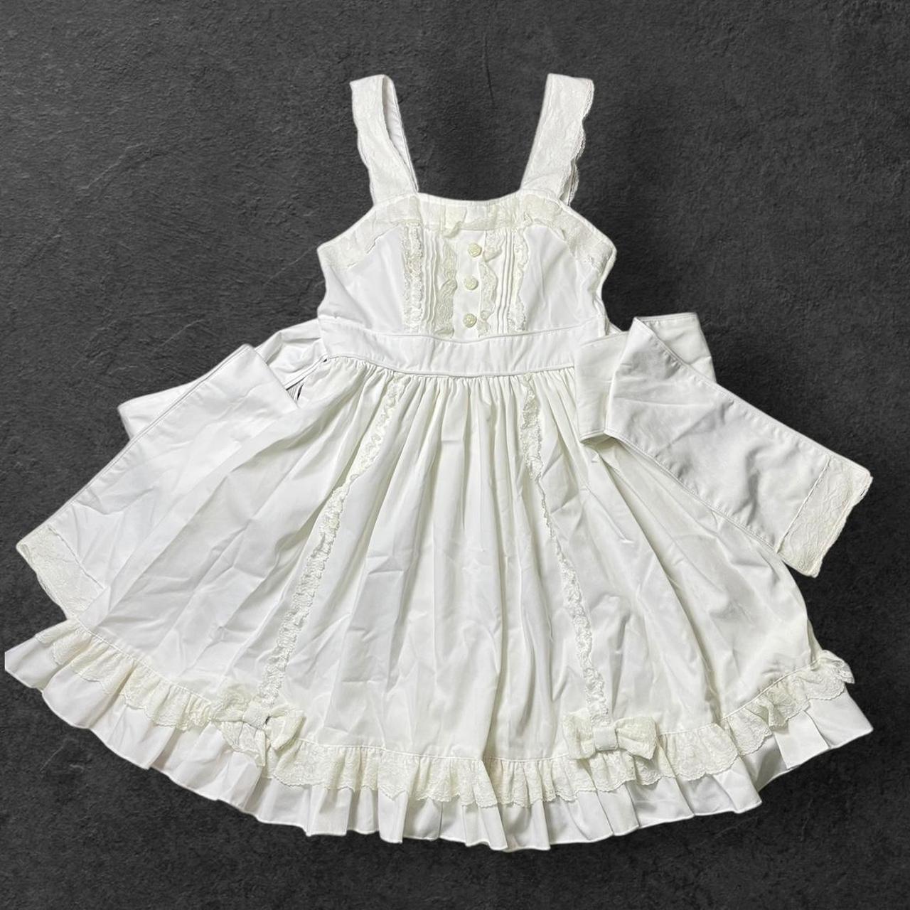 Bodyline white  lace dress with cross-tie back and full skirt – lolita JSK XS0