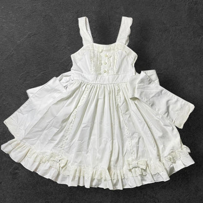 Bodyline white  lace dress with cross-tie back and full skirt – lolita JSK XS0