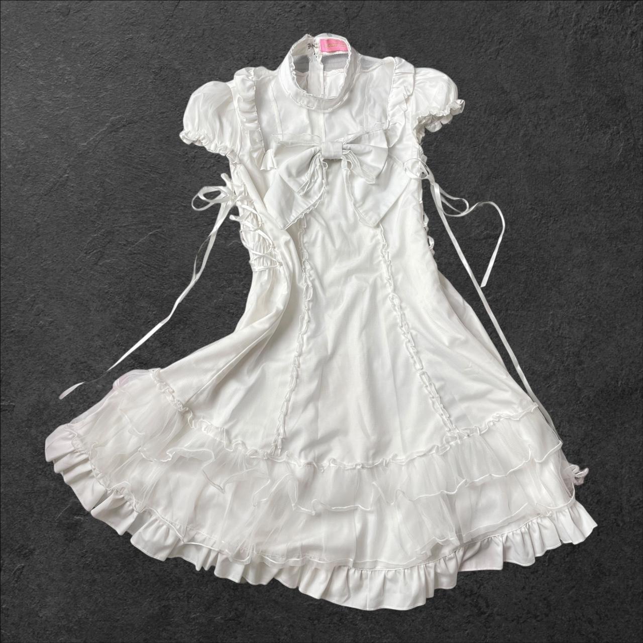 Bodyline white dress with a bow and crosstie detail Japanese brand 100% cotton1