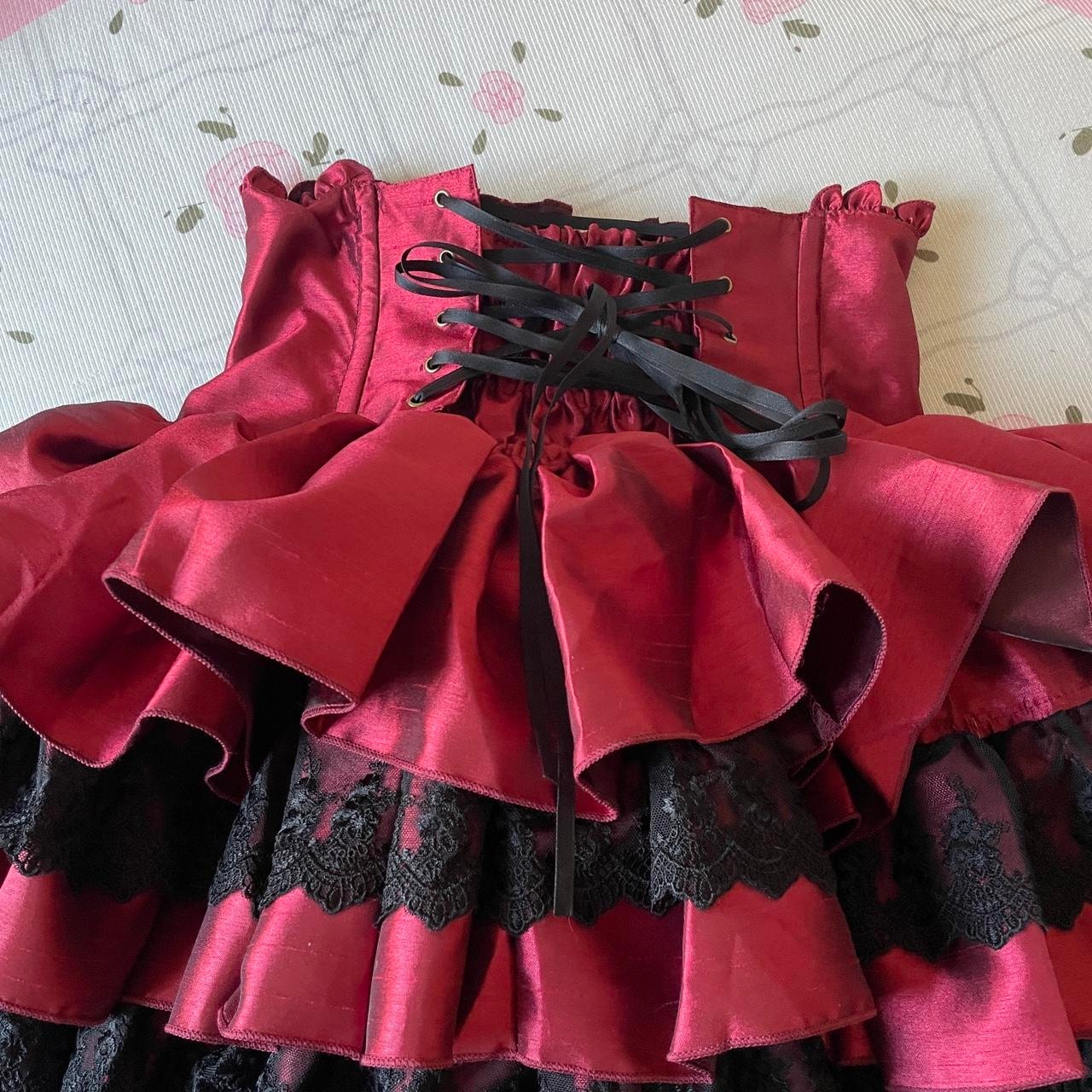 Atelier Pierrot Gothic Red & Black Tiered High Corset Mini Skirt Free size2