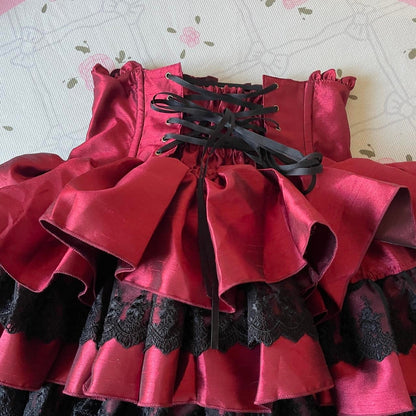 Atelier Pierrot Gothic Red & Black Tiered High Corset Mini Skirt Free size2