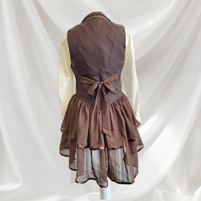 Axes femme dark brown waistcoat with skirt/ one-piece dress1
