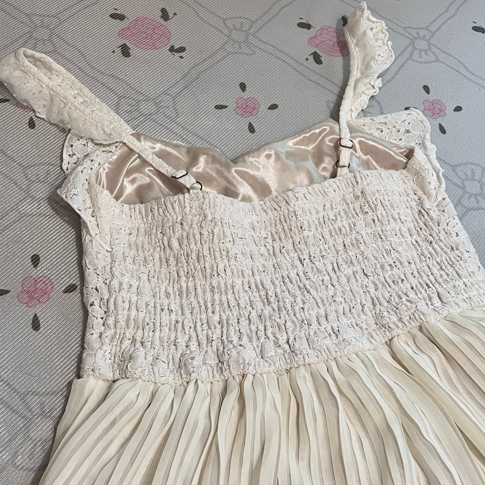 Liz Lisa Cream Asymmetrical Pleated Fairy Dress Lace Trim Kawaii Hime5
