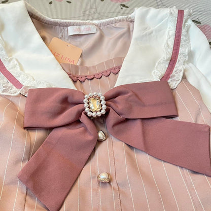 Liz Lisa pink Jirai Kei style two-piece set with a detachable bow tags removed2