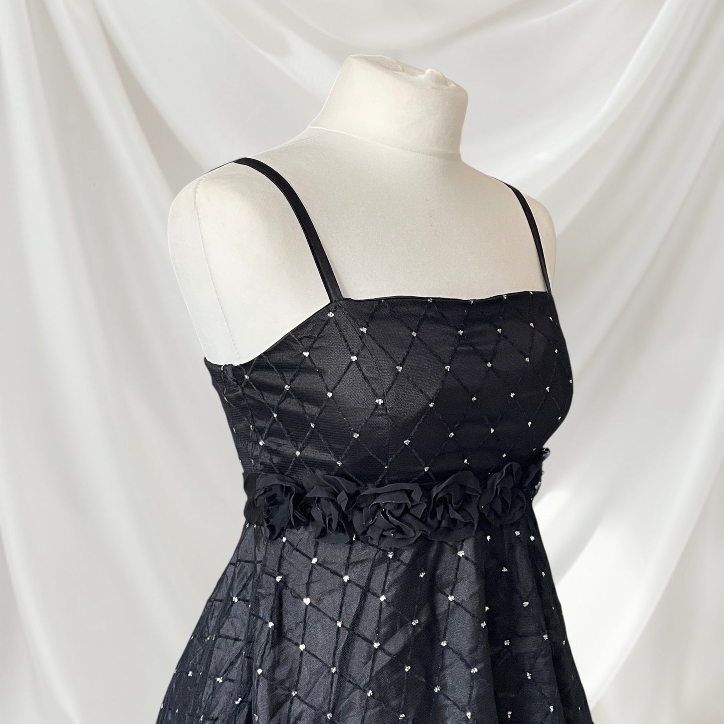 Japan vintage black evening dress spaghetti strap party dress4