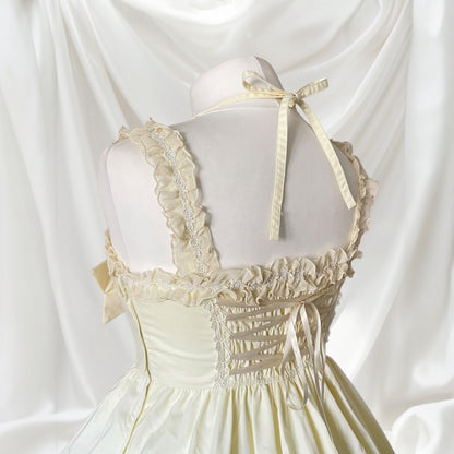 Bodyline sweet lolita cream dress with oversized bow embellishments 5