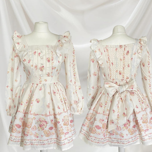 Vintage-inspired floral Lolita dress with bow back - Liz Lisa romantic aesthetic0