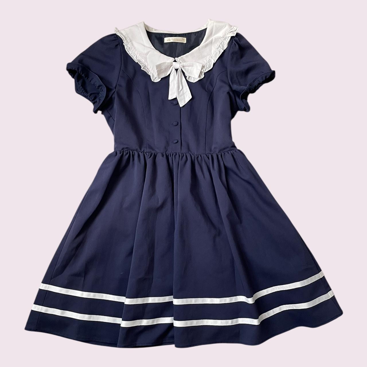 Ank Rouge Navy Sailor Dress with Embroidered Collar0