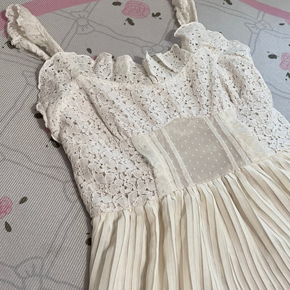Liz Lisa Cream Asymmetrical Pleated Fairy Dress Lace Trim Kawaii Hime2